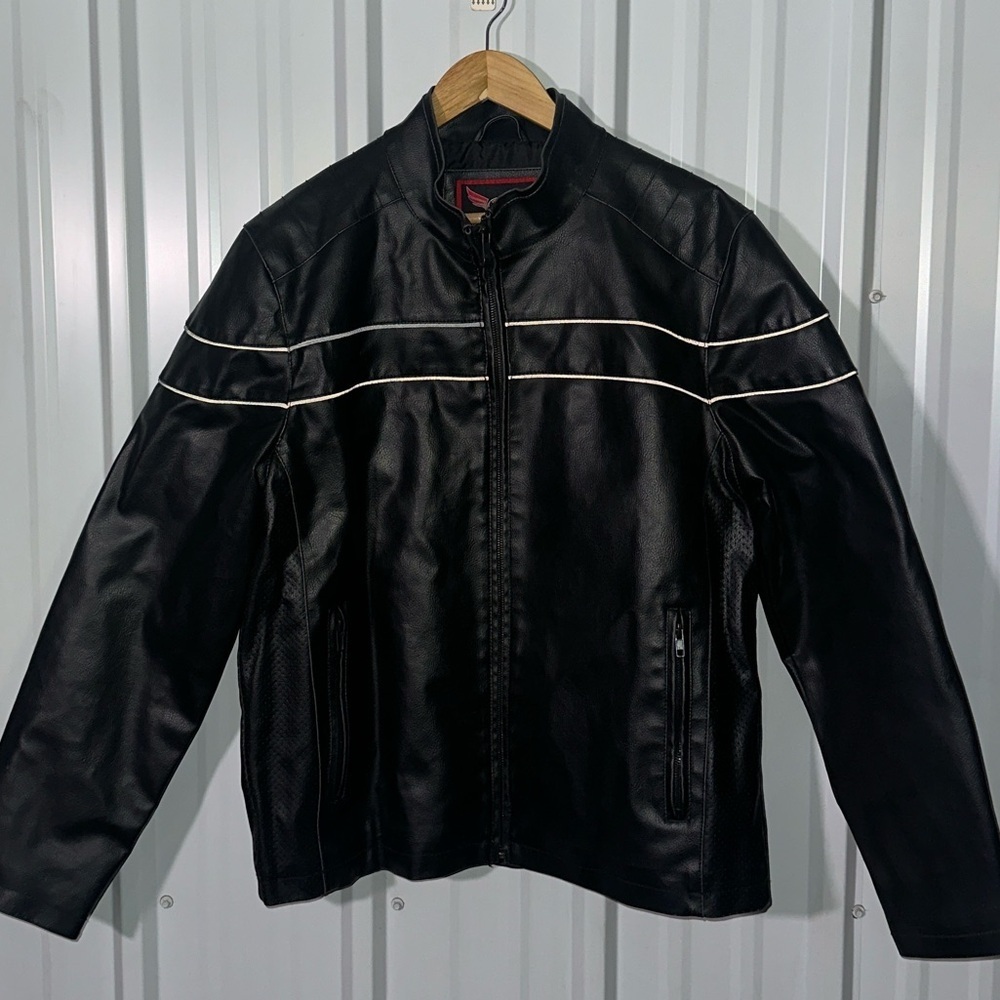 Men’s Street Legal Black Vegan Leather Motorcycle Jacket Large Performance Biker
